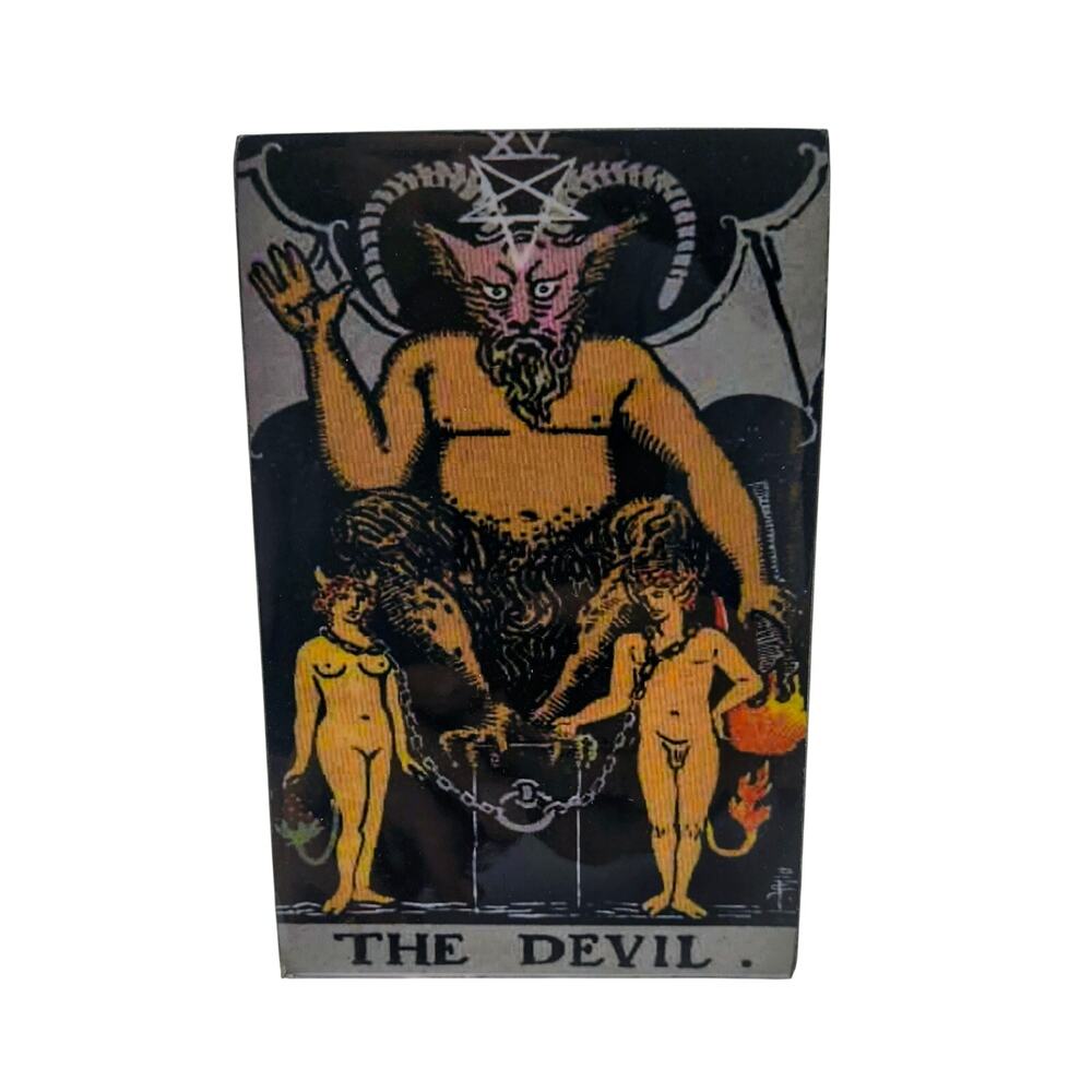 Charming Wooden Tarot Card Box - The Devil Design, 6x4